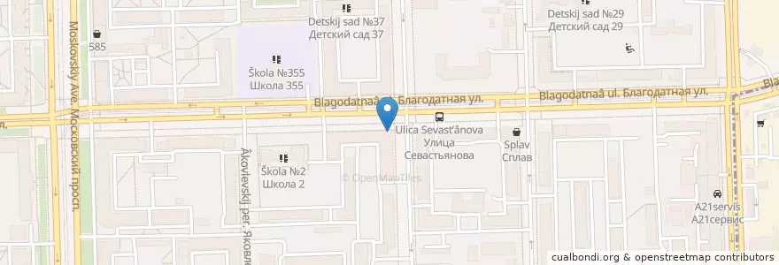 Mapa de ubicacion de Лилия en Russie, District Fédéral Du Nord-Ouest, Oblast De Léningrad, Saint-Pétersbourg, Московский Район, Округ Московская Застава.