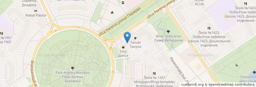 Mapa de ubicacion de Ёрш en Россия, Центральный Федеральный Округ, Москва, Юго-Восточный Административный Округ, Район Марьино.