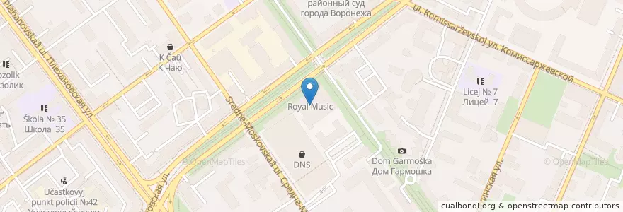 Mapa de ubicacion de Romantic cafe en Russland, Föderationskreis Zentralrussland, Oblast Woronesch, Городской Округ Воронеж.