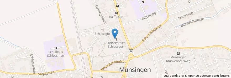 Mapa de ubicacion de Alterszentrum Schlossgut en سويسرا, برن, Verwaltungsregion Bern-Mittelland, Verwaltungskreis Bern-Mittelland, Münsingen.