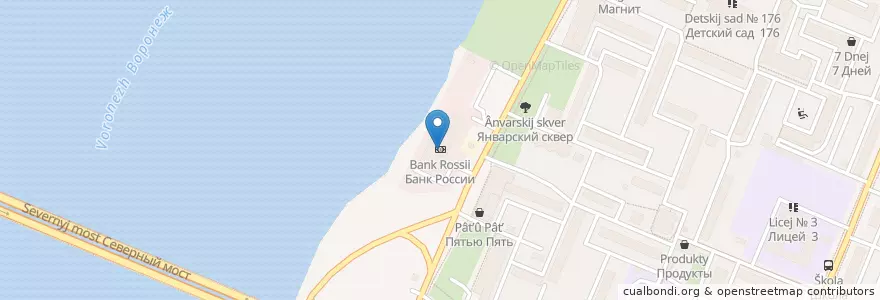 Mapa de ubicacion de Банк России en Rusya Federasyonu, Центральный Федеральный Округ, Voronej Oblastı, Городской Округ Воронеж.