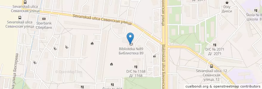 Mapa de ubicacion de Библиотека №89 en ロシア, 中央連邦管区, モスクワ, Южный Административный Округ, Район Царицыно.