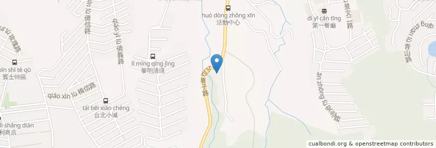 Mapa de ubicacion de 佈佬廚房 en Taiwan, Nuova Taipei, Distretto Di Xindian.