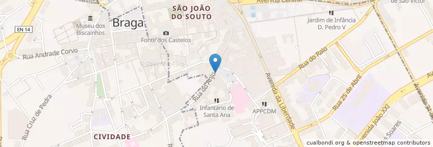 Mapa de ubicacion de Igreja de Santa Cruz en Portugal, Norte, Braga, Cávado, Braga, São José De São Lázaro E São João Do Souto.