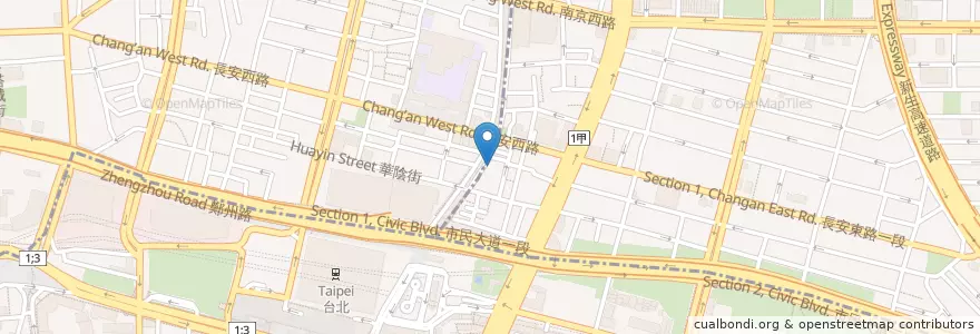 Mapa de ubicacion de 世界素食館 en تايوان, تايبيه الجديدة, تايبيه, 中山區.