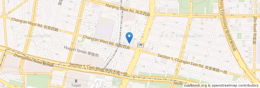 Mapa de ubicacion de 臺北市立圖書館長安分館 en Taïwan, Nouveau Taipei, Taipei, District De Zhongshan.