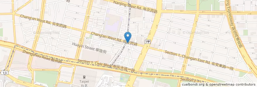 Mapa de ubicacion de 長安飯包50元 en 臺灣, 新北市, 臺北市, 中山區.