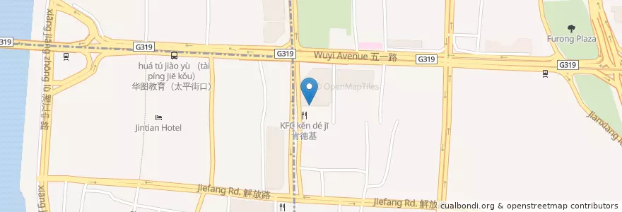 Mapa de ubicacion de 平和堂停车场 en 中国, 湖南省, 長沙市.