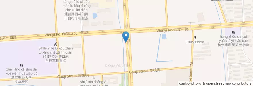 Mapa de ubicacion de 公共自行车服务店 古翠路翠苑五区 en China, Zhejiang, Hangzhou City, Xihu District.