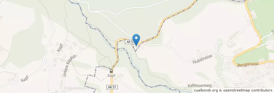 Mapa de ubicacion de Restaurant Bruggtobel en Suiza, Appenzell Rodas Exteriores, San Galo, Vorderland, Wahlkreis Rheintal.
