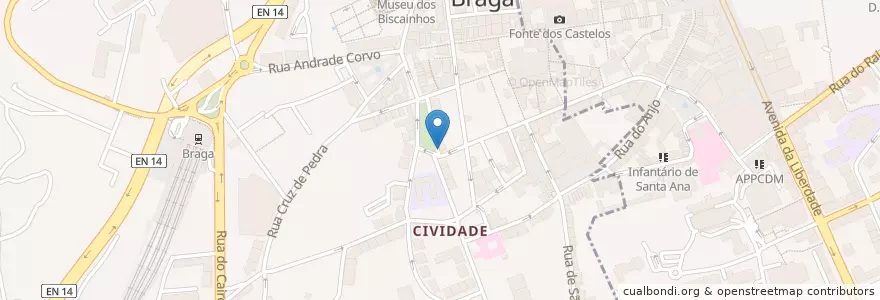 Mapa de ubicacion de Brac en Португалия, Северный, Braga, Каваду, Braga, Maximinos, Sé E Cividade.