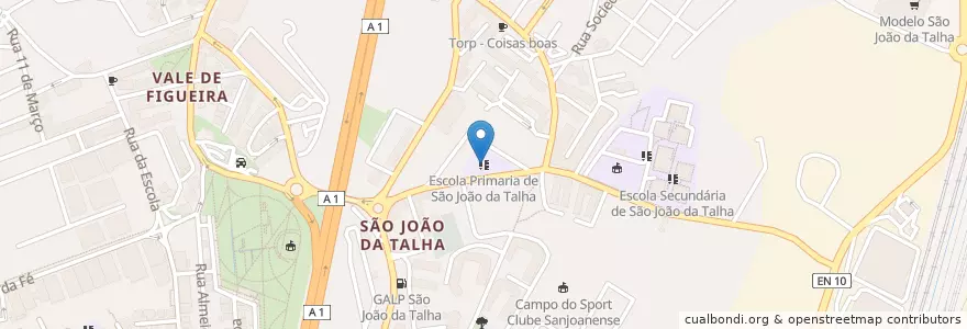 Mapa de ubicacion de Escola Primaria de São João da Talha en Portugal, Área Metropolitana De Lisboa, Lisboa, Grande Lisboa, Loures, Santa Iria De Azoia, São João Da Talha E Bobadela.
