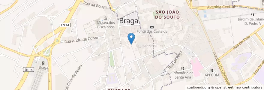 Mapa de ubicacion de Encantos da Nossa Terra en ポルトガル, ノルテ, Braga, Cávado, Braga, Maximinos, Sé E Cividade.