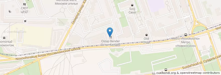 Mapa de ubicacion de Остап Бендер en روسيا, Центральный Федеральный Округ, Москва, Восточный Административный Округ, Район Новокосино.