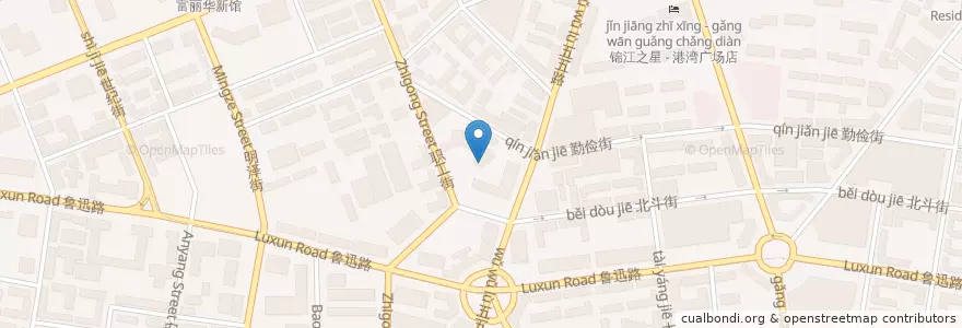 Mapa de ubicacion de 友谊医院 en 中国, 辽宁省, 中山区, 大连市, 人民路街道.