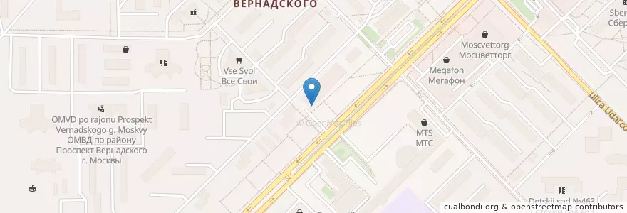 Mapa de ubicacion de EMS Russian Post en Rusland, Centraal Federaal District, Moskou, Западный Административный Округ, Район Проспект Вернадского.
