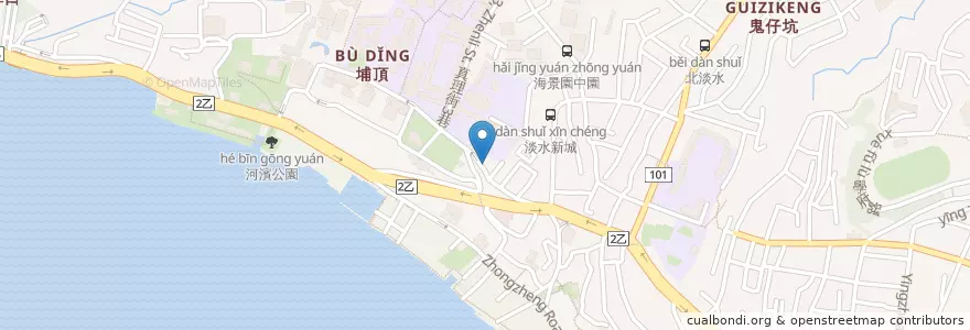 Mapa de ubicacion de 老牌阿給 en Taïwan, Nouveau Taipei, Tamsui.
