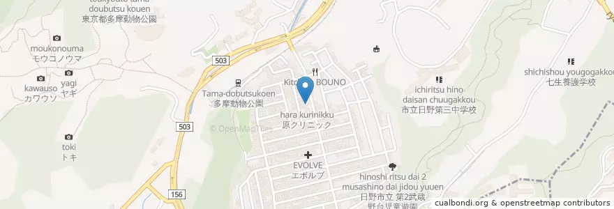 Mapa de ubicacion de 原クリニック en 日本, 東京都, 日野市.