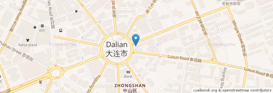 Mapa de ubicacion de 交通银行 en Çin, Liaoning, 中山区, 大连市.