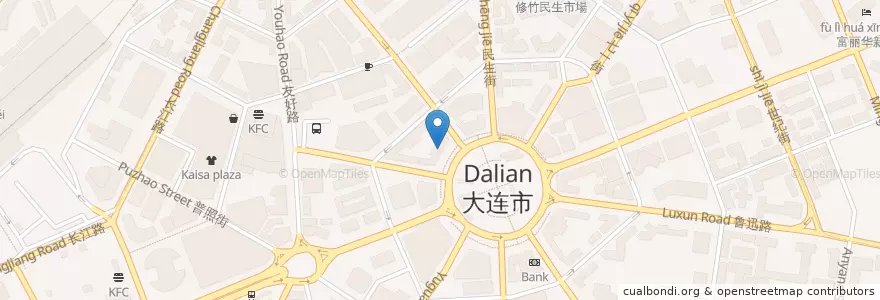 Mapa de ubicacion de 大连邮政局 en Çin, Liaoning, 中山区, 大连市, 青泥洼桥街道.