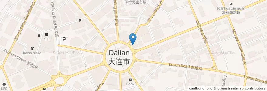 Mapa de ubicacion de 中信银行 en Çin, Liaoning, 中山区, 大连市.