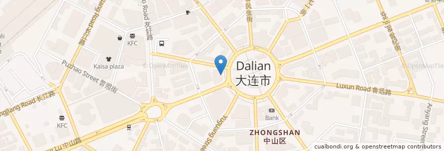 Mapa de ubicacion de 工商银行 en 中国, 辽宁省, 中山区, 大连市, 青泥洼桥街道.