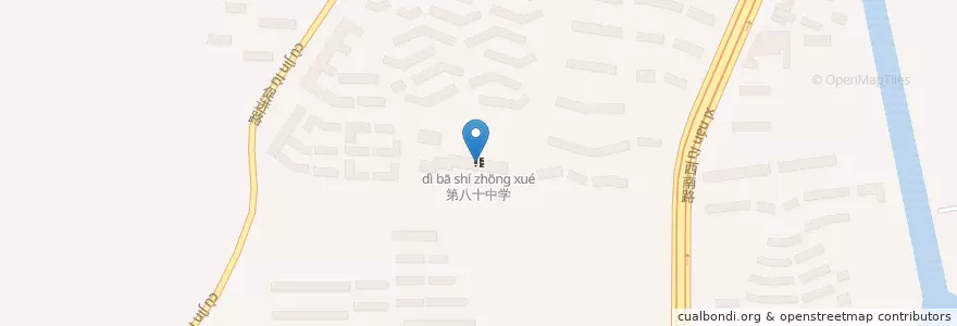 Mapa de ubicacion de 第八十中学 en الصين, لياونينغ, مدينة داليان, 周水子街道.