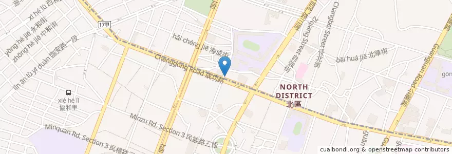 Mapa de ubicacion de 丹丹漢堡 en 타이완, 타이난 시.