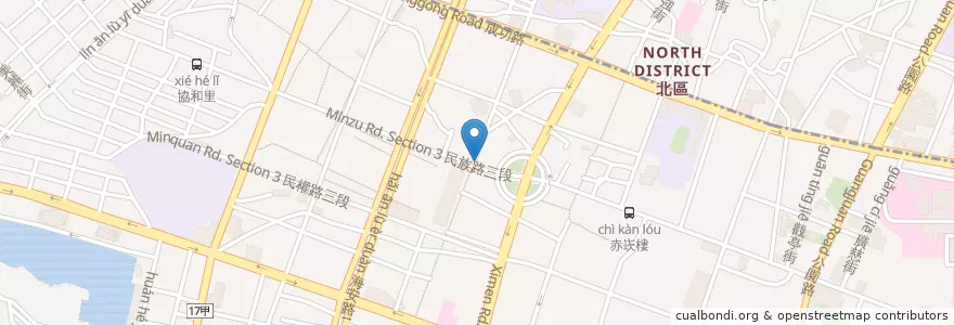 Mapa de ubicacion de 永樂燒肉飯 en Tayvan, 臺南市, 中西區.