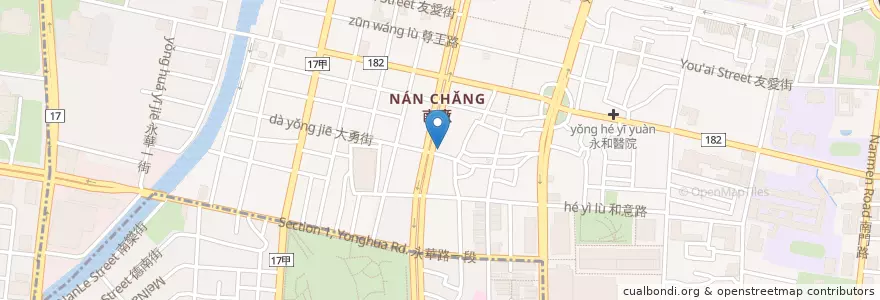 Mapa de ubicacion de 福生小食店 en Taïwan, Tainan, District Centre-Ouest.