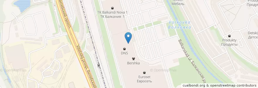 Mapa de ubicacion de Maximilian Hall en Russland, Föderationskreis Nordwest, Oblast Leningrad, Sankt Petersburg, Фрунзенский Район, Балканский Округ.