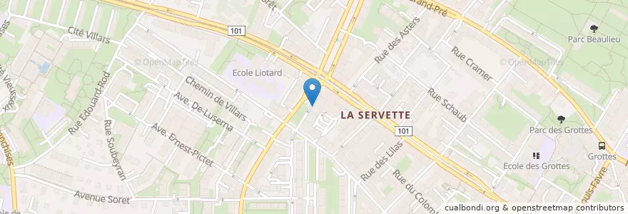 Mapa de ubicacion de Le Montparnasse en 스위스, Genève, Genève, Genève.