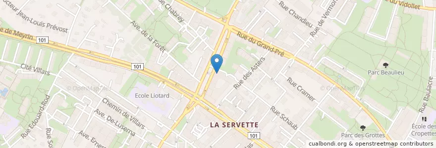 Mapa de ubicacion de Maison de quartier Aster Servette en Швейцария, Женева, Женева, Genève.