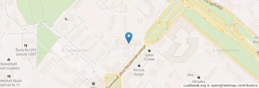Mapa de ubicacion de Отделение связи №121552 en روسيا, Центральный Федеральный Округ, Москва, Западный Административный Округ, Район Кунцево.