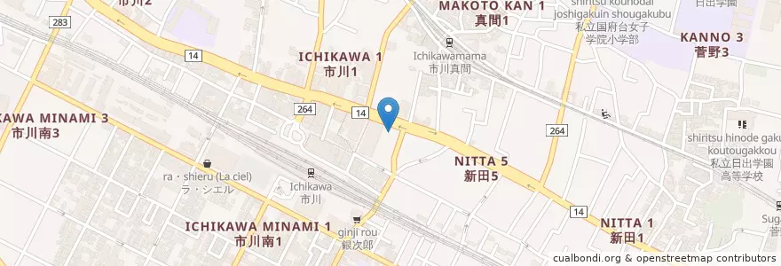 Mapa de ubicacion de ナビパーク(NAVI Park) en اليابان, 千葉県, 市川市.