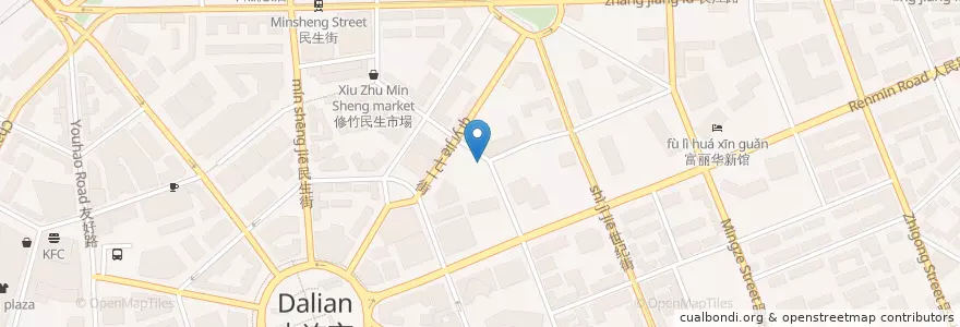 Mapa de ubicacion de 新四川饭店 en 中国, 辽宁省, 中山区, 大连市.
