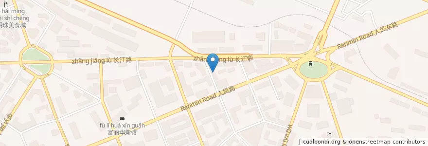 Mapa de ubicacion de 鑫盛饭店 en الصين, لياونينغ, 中山区, مدينة داليان, 人民路街道.