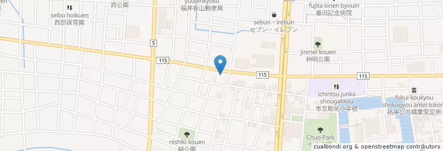 Mapa de ubicacion de 済州園 en Japón, Prefectura De Fukui, 福井市.