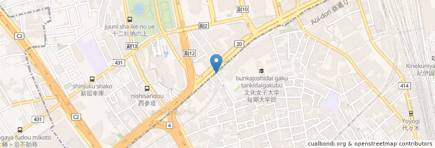 Mapa de ubicacion de 天満宮 en Jepun, 東京都, 新宿区, 渋谷区.