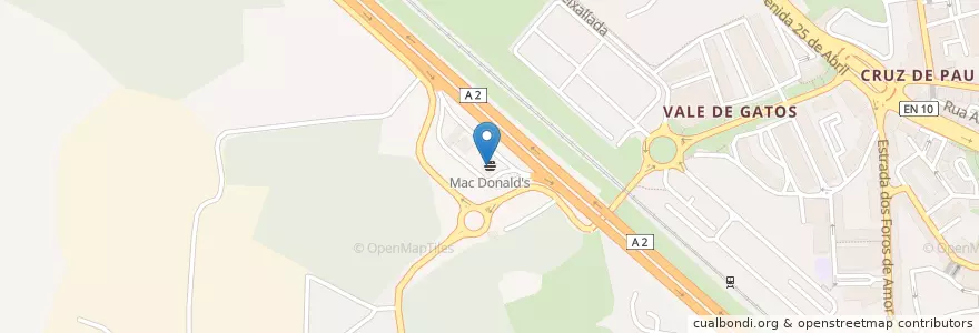Mapa de ubicacion de McDonald's en Portugal, Aire Métropolitaine De Lisbonne, Setúbal, Península De Setúbal, Seixal, Amora.