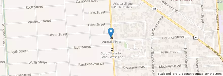 Mapa de ubicacion de Australia Post en Australie, Australie Méridionale, Adelaide, City Of Unley.