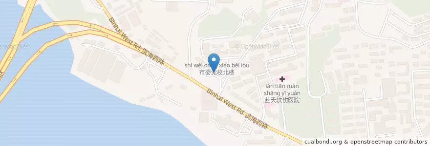 Mapa de ubicacion de 市委党校北楼 en 中国, 辽宁省, 大连市, 西岗区, 八一路街道.