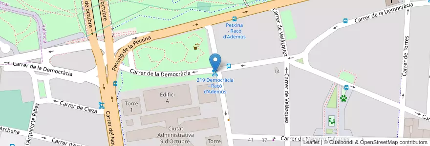 Mapa de ubicacion de 219 Democràcia - Racó d'Ademús en إسبانيا, منطقة بلنسية, فالنسيا, Comarca De València, فالنسيا.