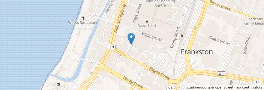 Mapa de ubicacion de Bayside Shopping Centre en Australien, Victoria, City Of Frankston.