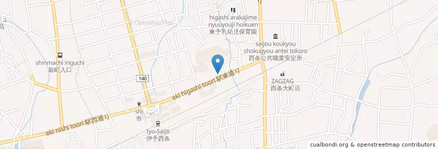 Mapa de ubicacion de そがめ薬局 en اليابان, 愛媛県, 西条市.