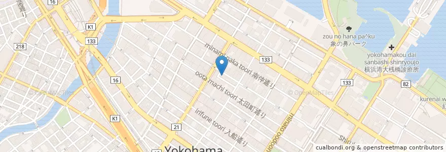 Mapa de ubicacion de Kushiba en ژاپن, 神奈川県, 横浜市, 中区.
