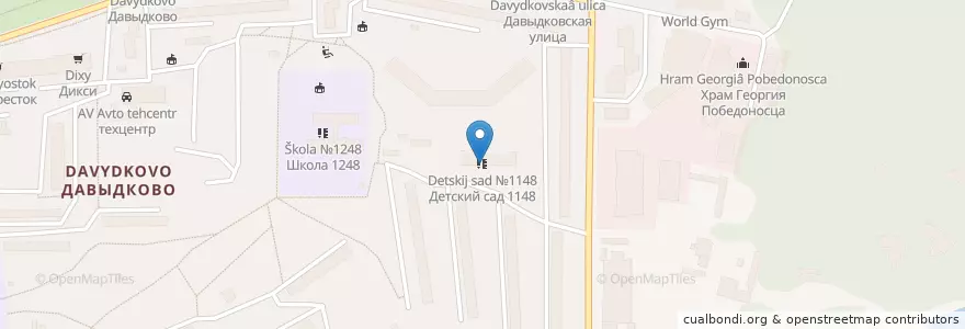 Mapa de ubicacion de Детский сад №1148 en Rusia, Центральный Федеральный Округ, Москва, Западный Административный Округ, Район Фили-Давыдково.