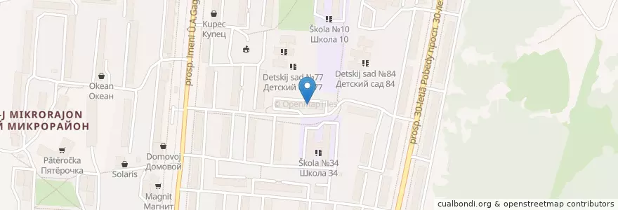 Mapa de ubicacion de Ветклиника en روسيا, منطقة فيدرالية أورالية, أوبلاست تشيليابنسك, Златоустовский Городской Округ.