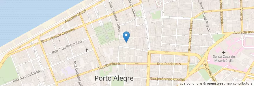 Mapa de ubicacion de O Continente en 브라질, 남부지방, 히우그란지두술, Região Metropolitana De Porto Alegre, Região Geográfica Intermediária De Porto Alegre, Região Geográfica Imediata De Porto Alegre, 포르투알레그리.
