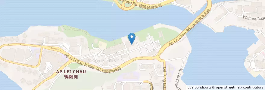 Mapa de ubicacion de 鴨脷洲公共圖書館 Ap Lei Chau Public Library en China, Cantão, Hong Kong, Ilha De Hong Kong, Novos Territórios, 南區 Southern District.